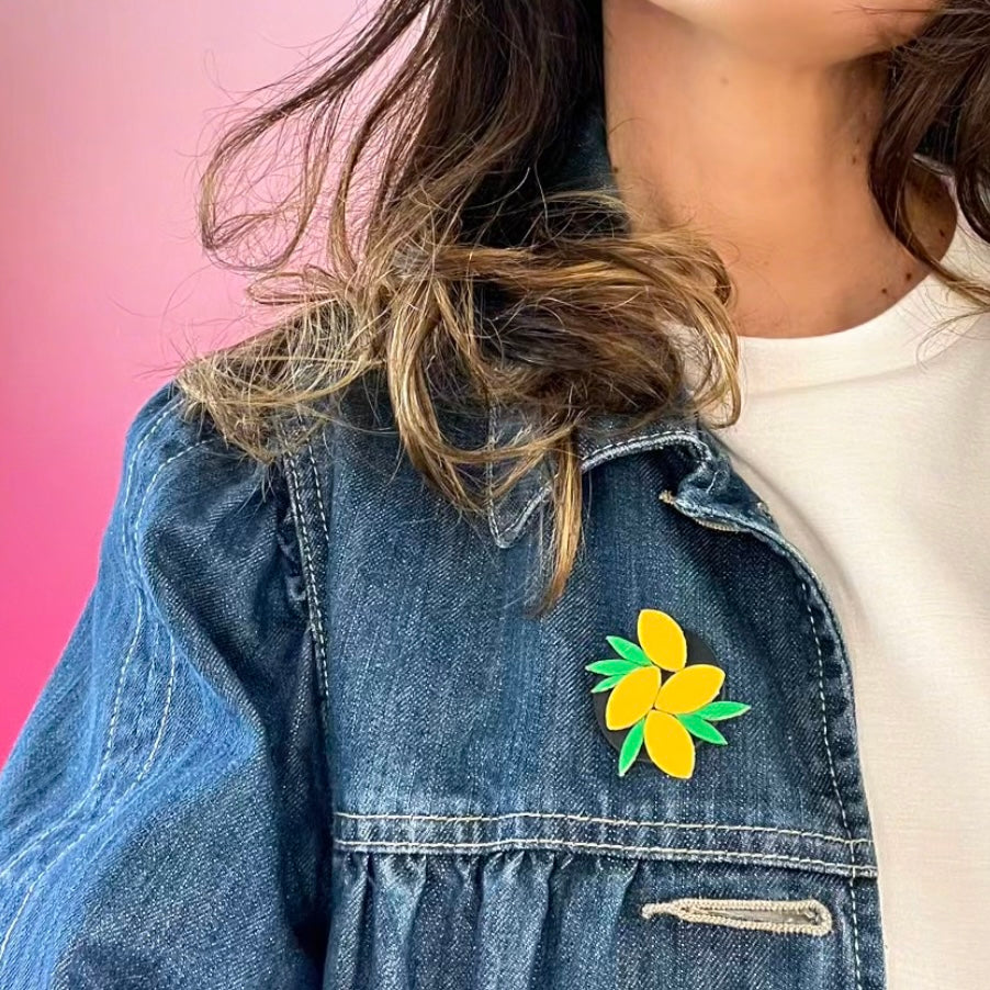 Broche Oasis en cuir (Citron)