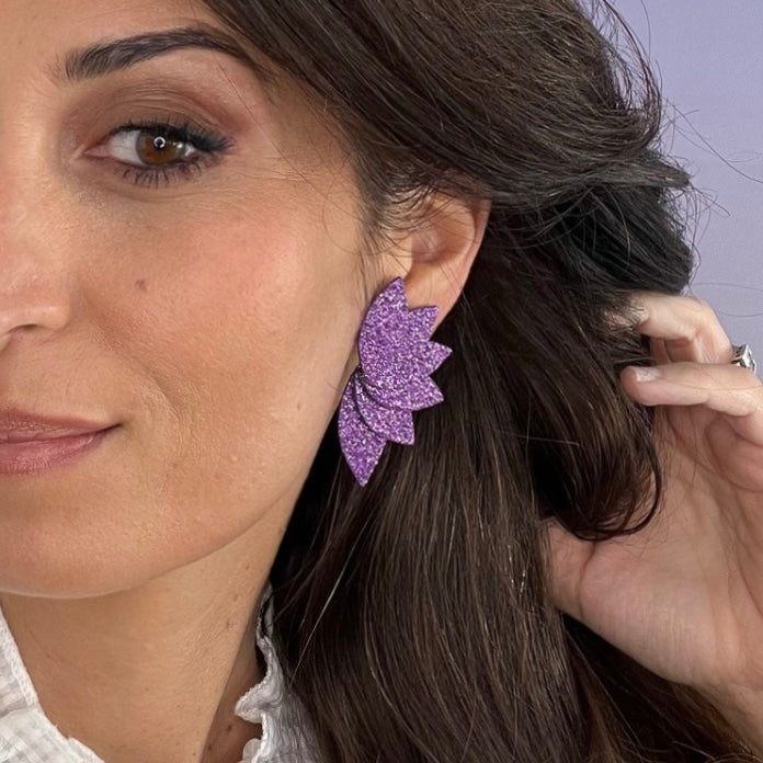 Boucles d'oreilles en cuir Gabrielle XL Glitter