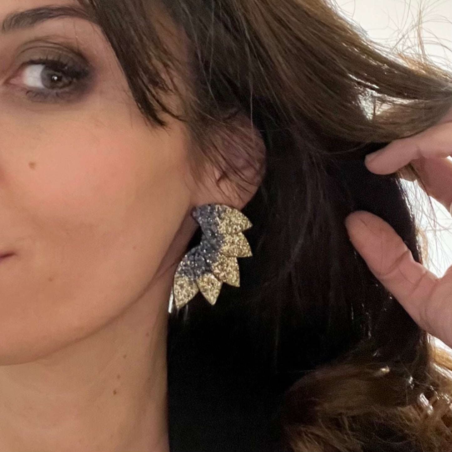 Boucles d'oreilles en cuir Colibri Virgin Glitter