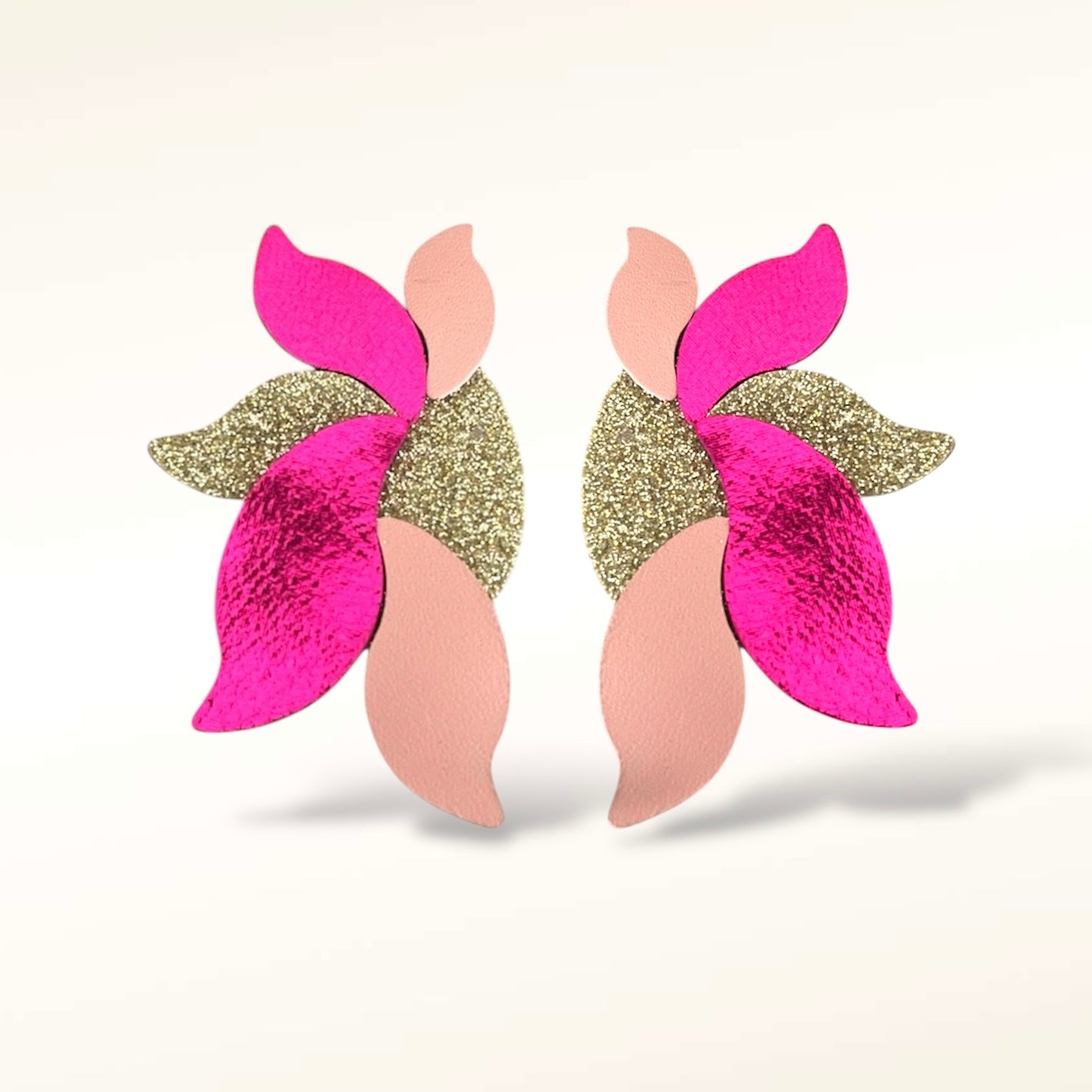 Boucles d'oreilles en cuir Flora Bicolore Glitter
