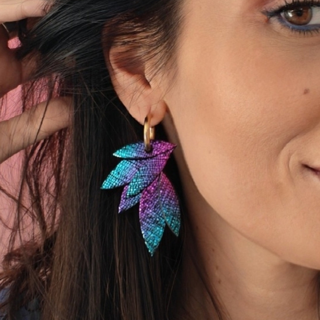 Boucles d'oreilles en cuir Fidji (Créoles)