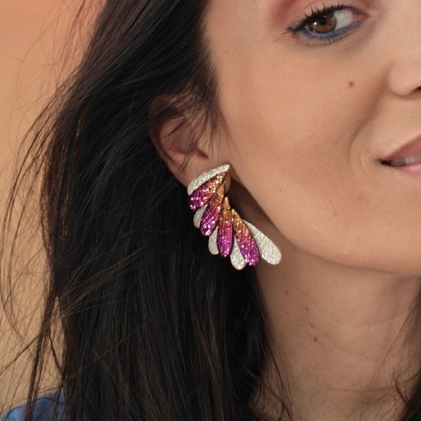 Boucles d'oreilles en cuir Aqua