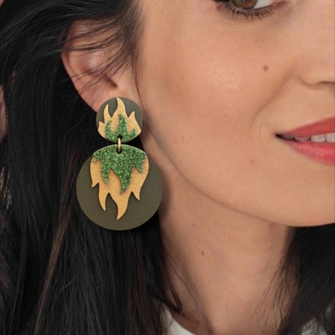 Boucles d'oreilles en cuir Chili Pepper Glitter