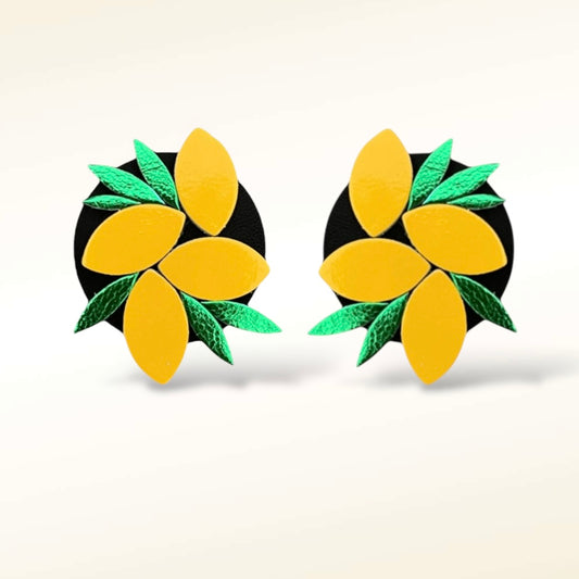 Boucles d'oreilles en cuir Oasis (Citron)