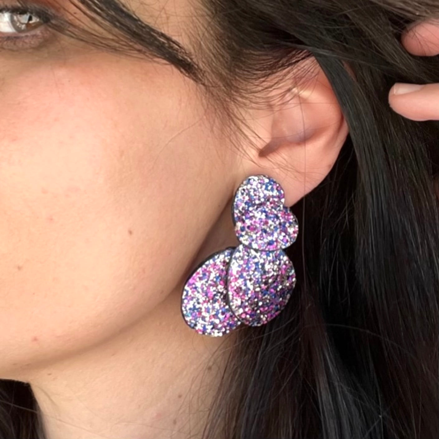 Boucles d'oreilles en cuir Dali Glitter