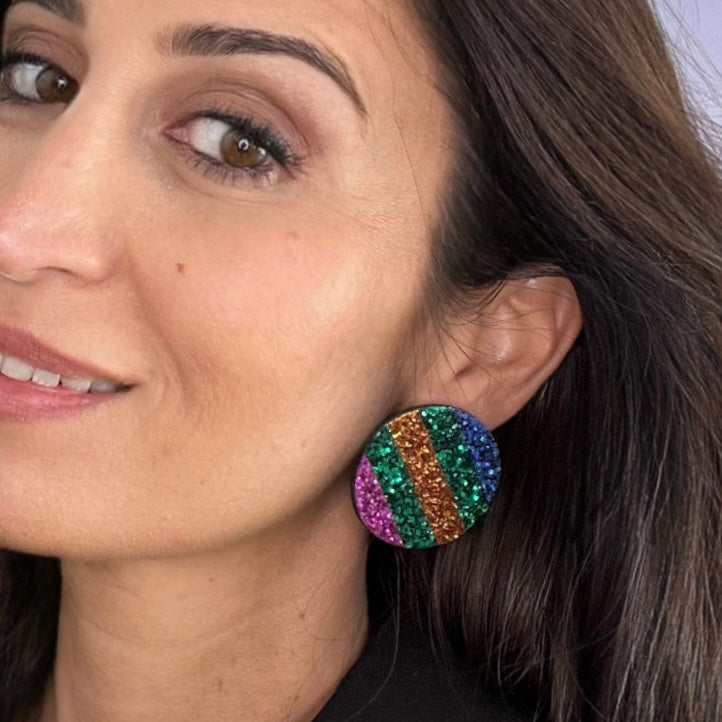 Boucles d'oreilles en cuir Rainbow Glitter