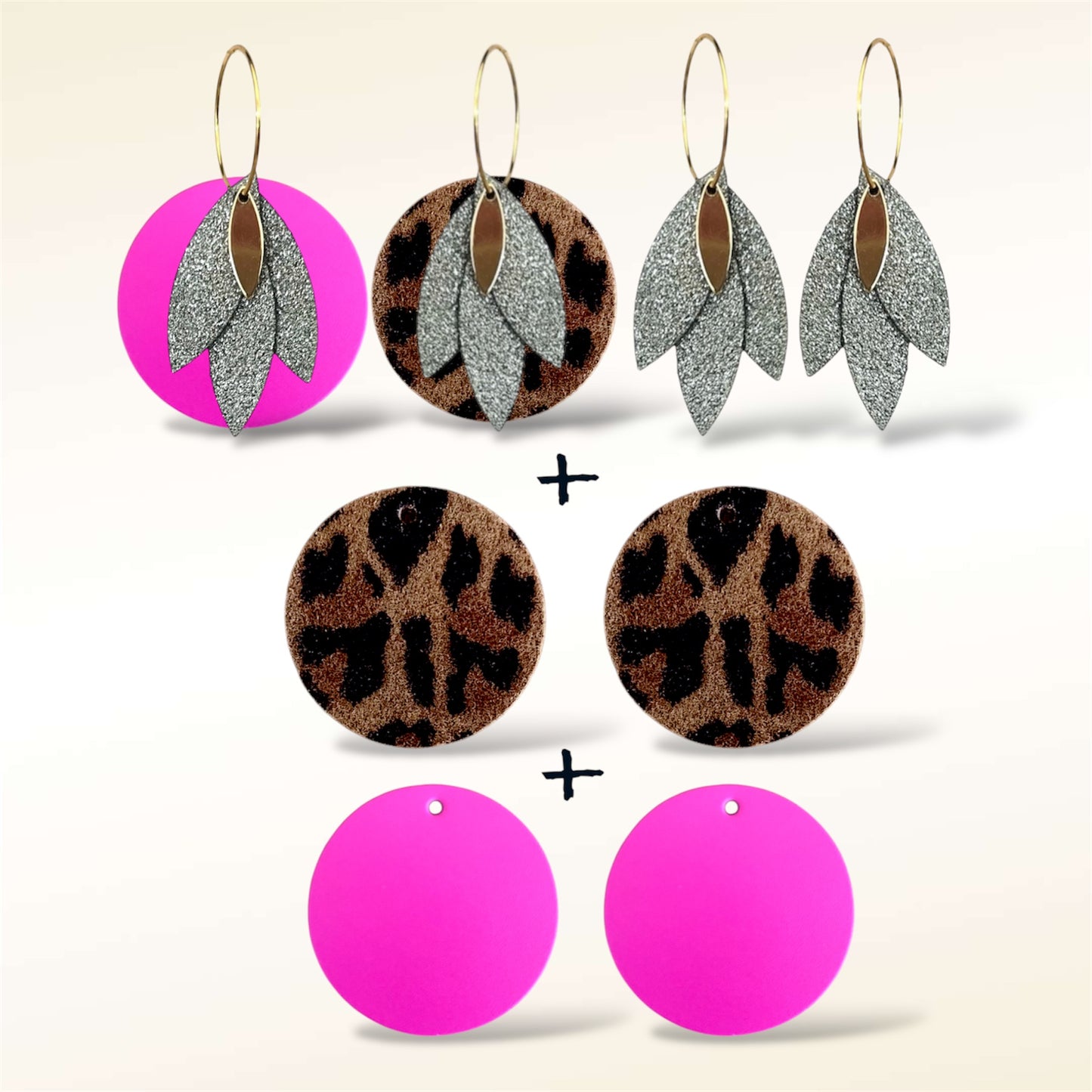 Boucles d'oreilles en cuir Soleïa(Réversibles 4 en 1)