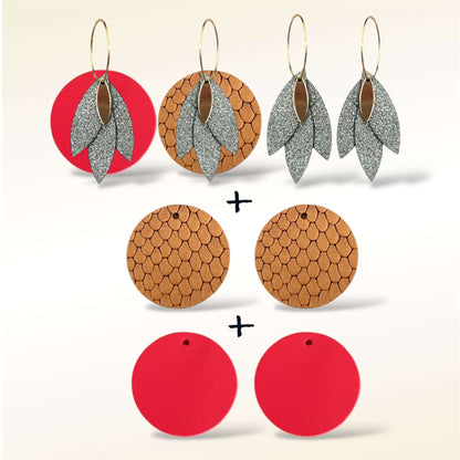 Boucles d'oreilles en cuir Soleïa(Réversibles 4 en 1)