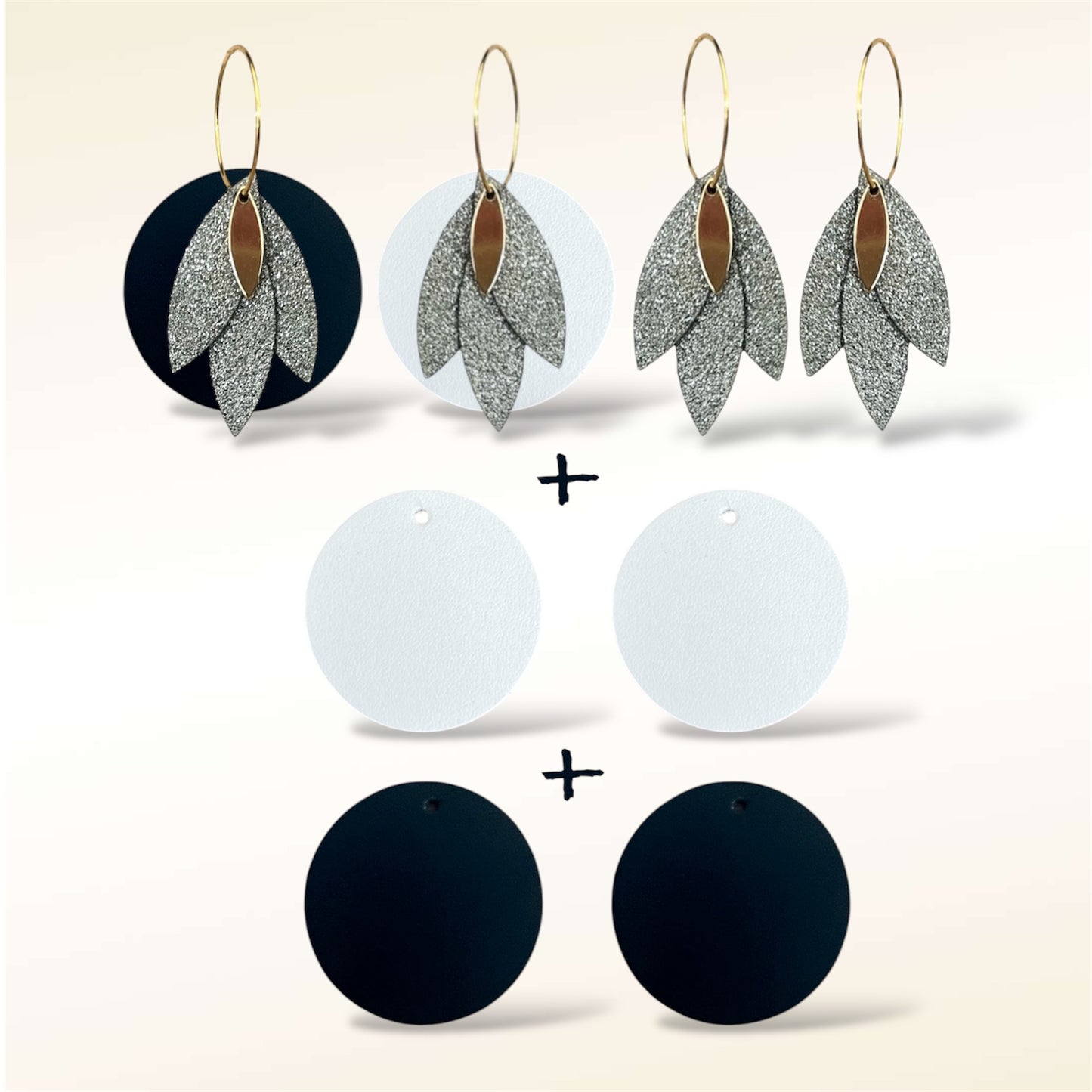 Boucles d'oreilles en cuir Soleïa(Réversibles 4 en 1)