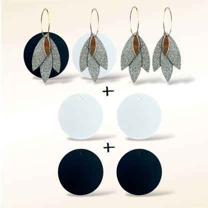 Boucles d'oreilles en cuir Soleïa(Réversibles 4 en 1)