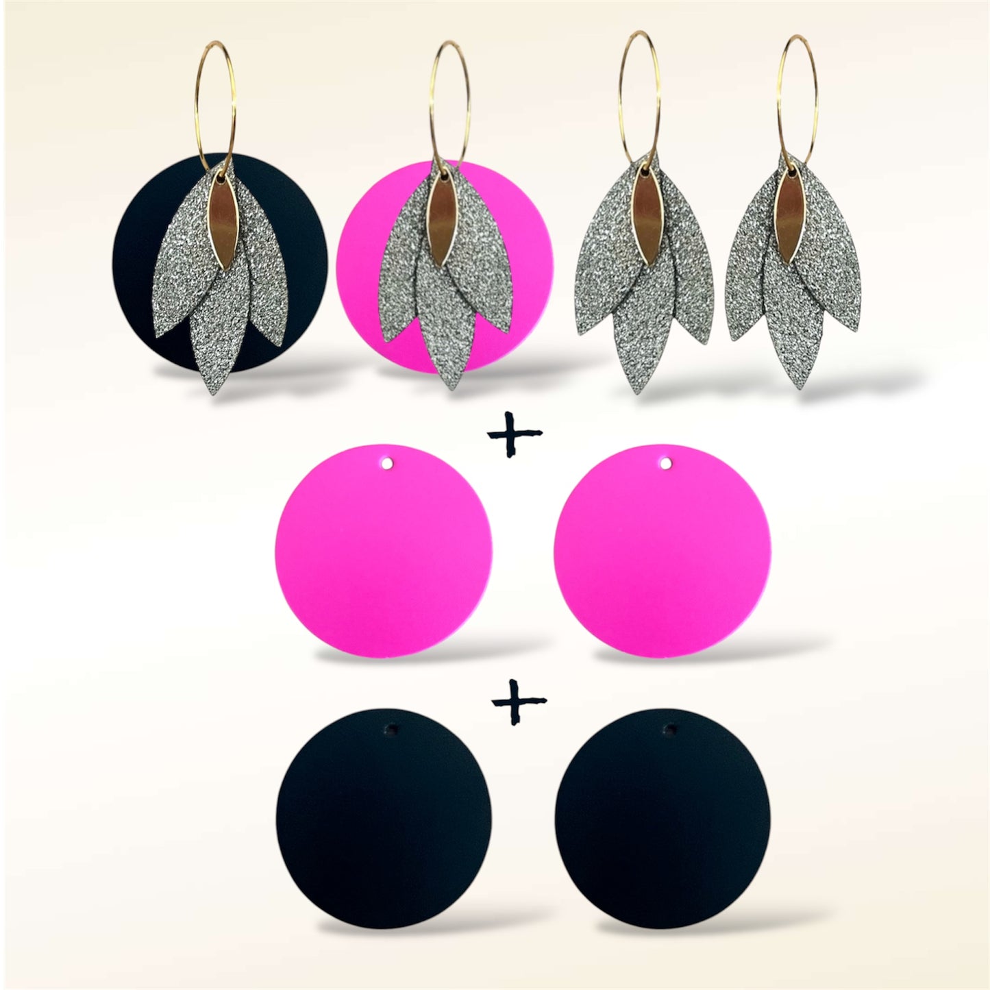 Boucles d'oreilles en cuir Soleïa(Réversibles 4 en 1)