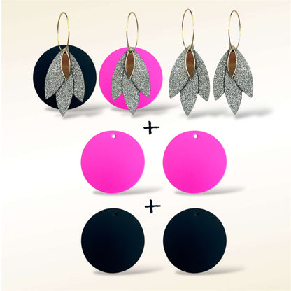 Boucles d'oreilles en cuir Soleïa(Réversibles 4 en 1)