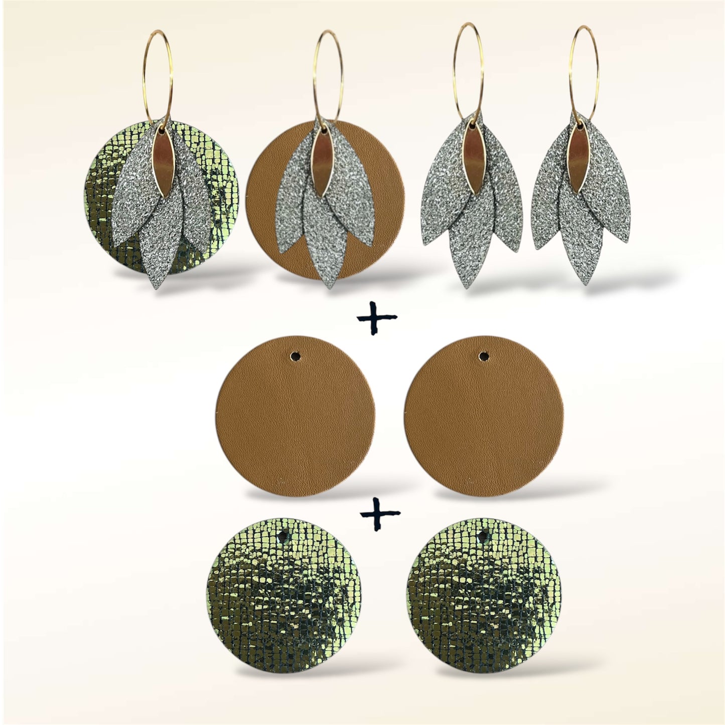 Boucles d'oreilles en cuir Soleïa(Réversibles 4 en 1)