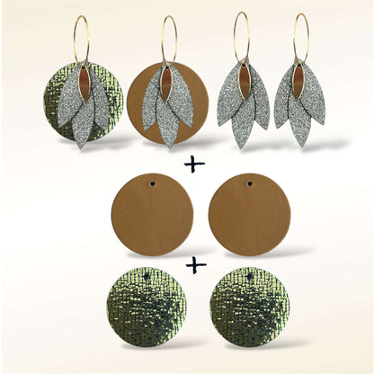 Boucles d'oreilles en cuir Soleïa(Réversibles 4 en 1)