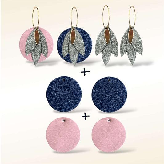 Boucles d'oreilles en cuir Soleïa(Réversibles 4 en 1)