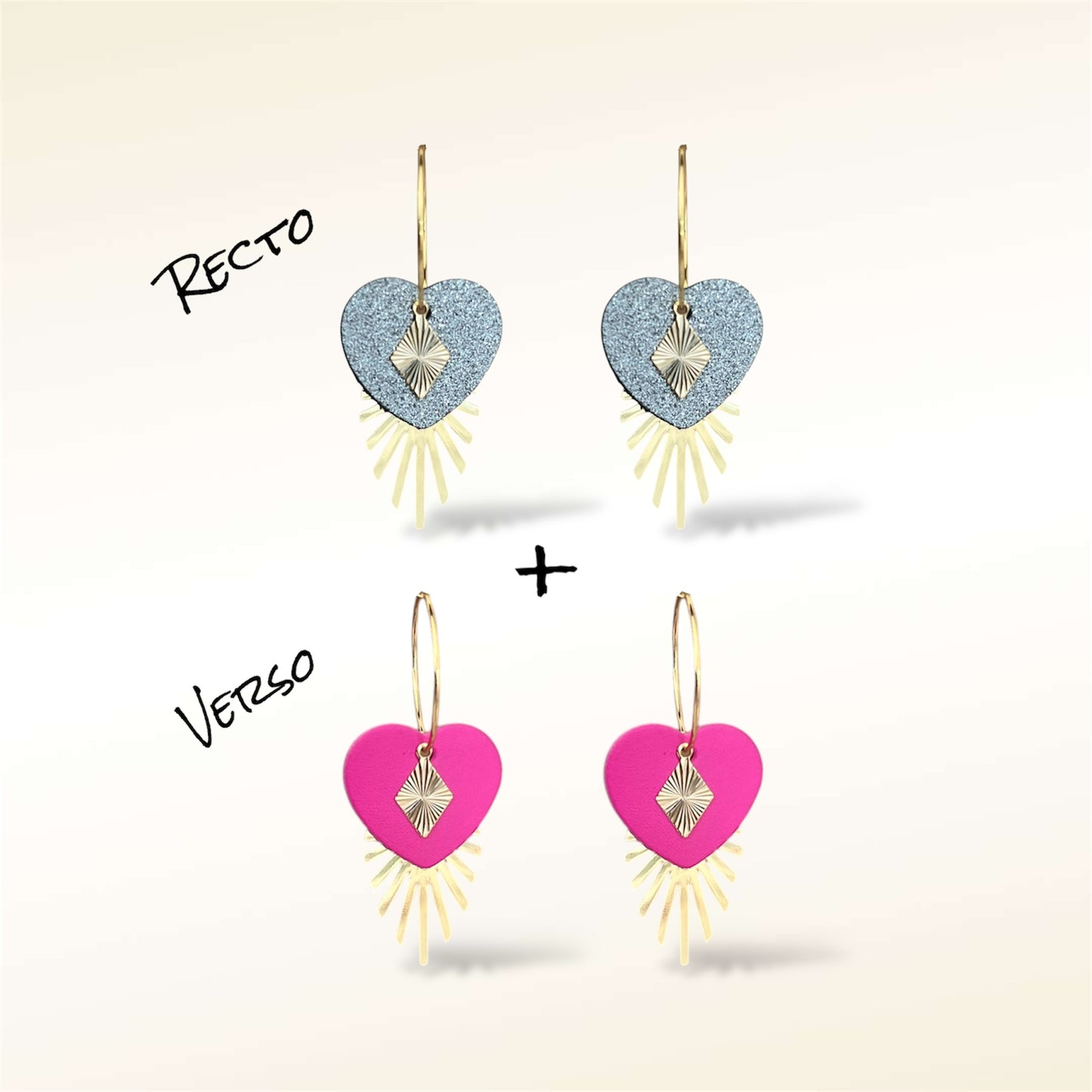 Boucles d'oreilles Valentine en cuir (Réversibles 2 en 1)