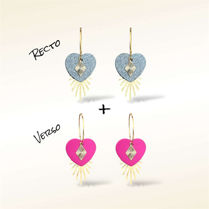 Boucles d'oreilles Valentine en cuir (Réversibles 2 en 1)