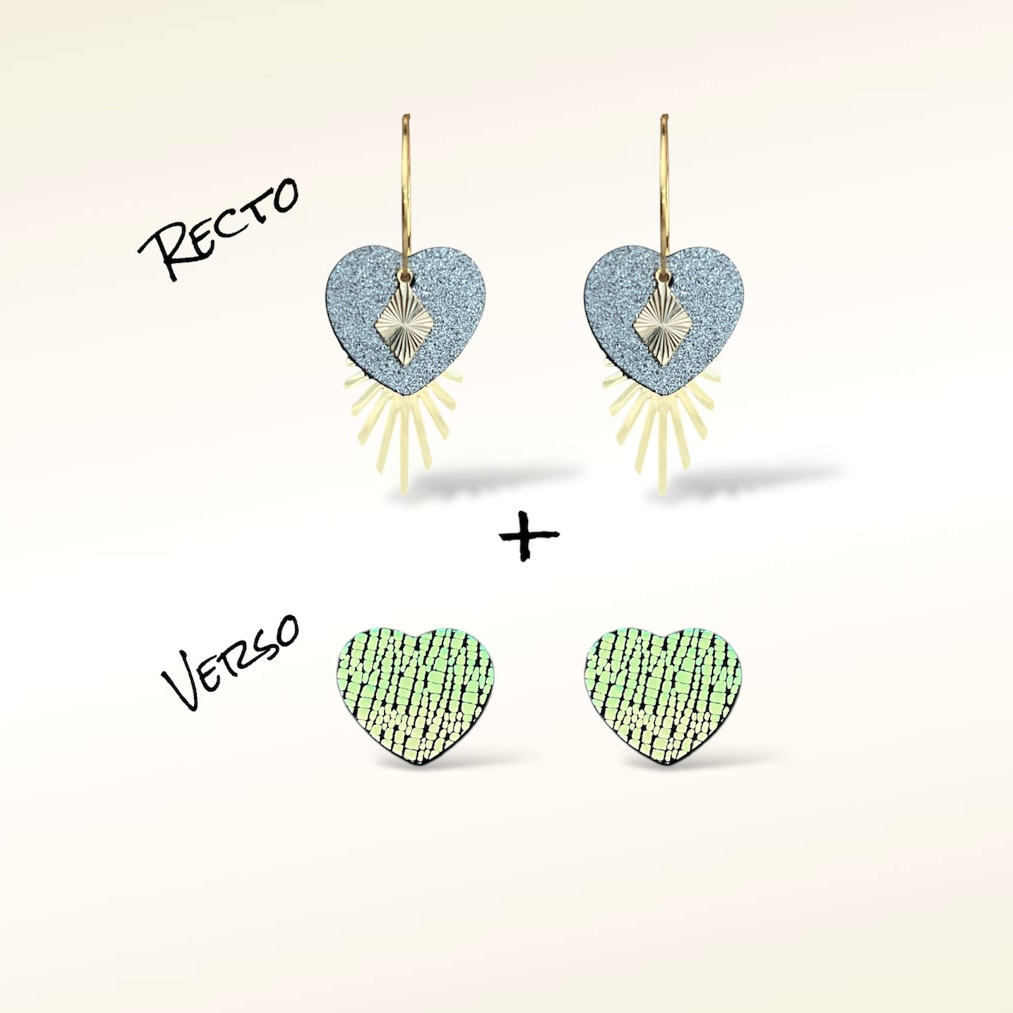 Boucles d'oreilles Valentine en cuir (Réversibles 2 en 1)