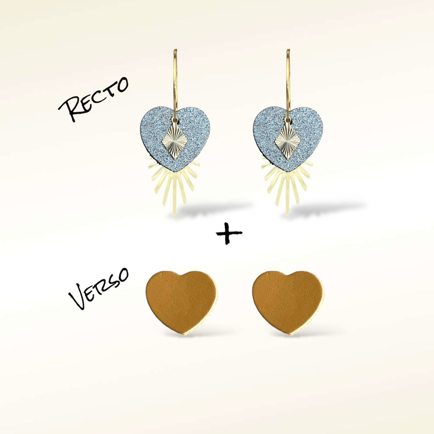 Boucles d'oreilles Valentine en cuir (Réversibles 2 en 1)