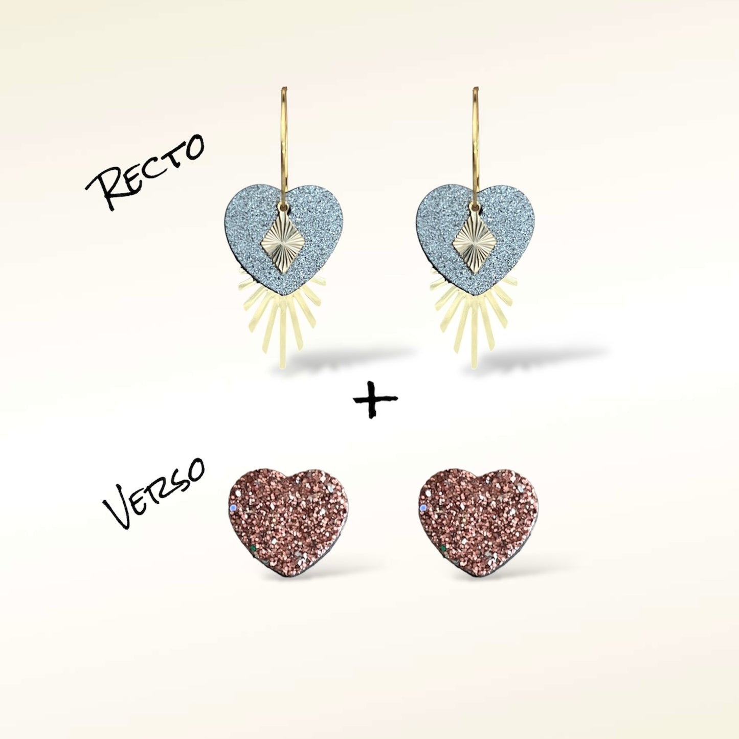 Boucles d'oreilles Valentine en cuir (Réversibles 2 en 1)
