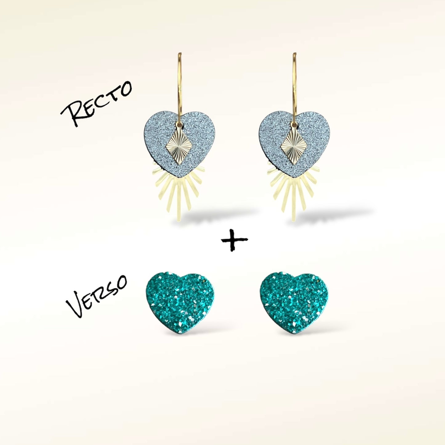 Boucles d'oreilles Valentine en cuir (Réversibles 2 en 1)