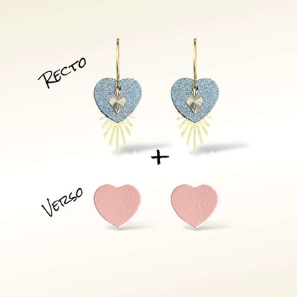 Boucles d'oreilles Valentine en cuir (Réversibles 2 en 1)