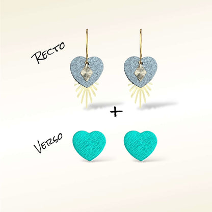Boucles d'oreilles Valentine en cuir (Réversibles 2 en 1)