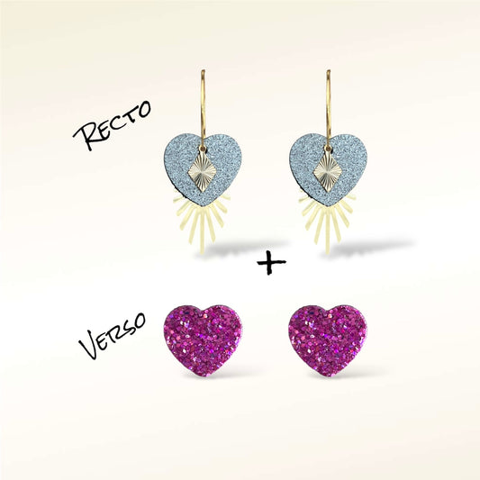Boucles d'oreilles Valentine en cuir (Réversibles 2 en 1)