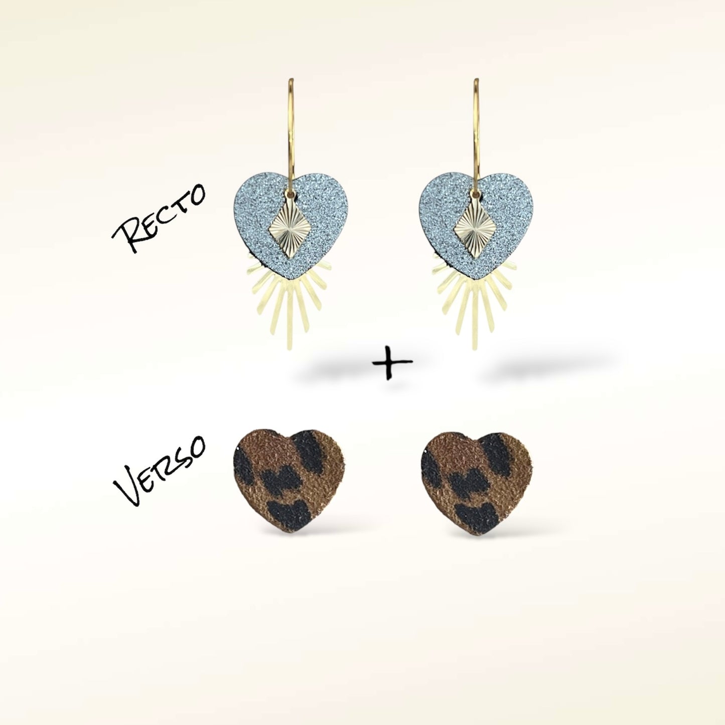 Boucles d'oreilles Valentine en cuir (Réversibles 2 en 1)