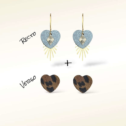 Boucles d'oreilles Valentine en cuir (Réversibles 2 en 1)