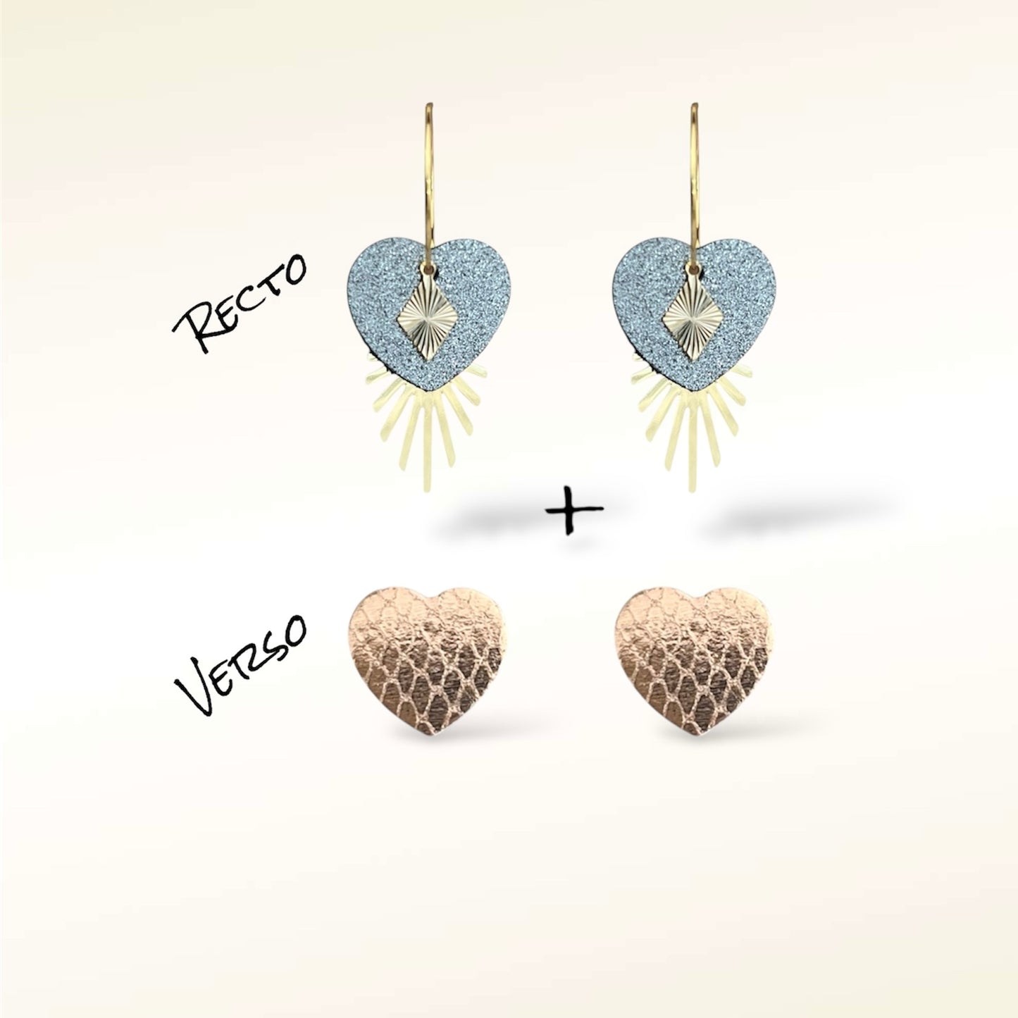 Boucles d'oreilles Valentine en cuir (Réversibles 2 en 1)