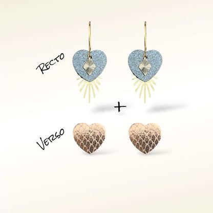 Boucles d'oreilles Valentine en cuir (Réversibles 2 en 1)