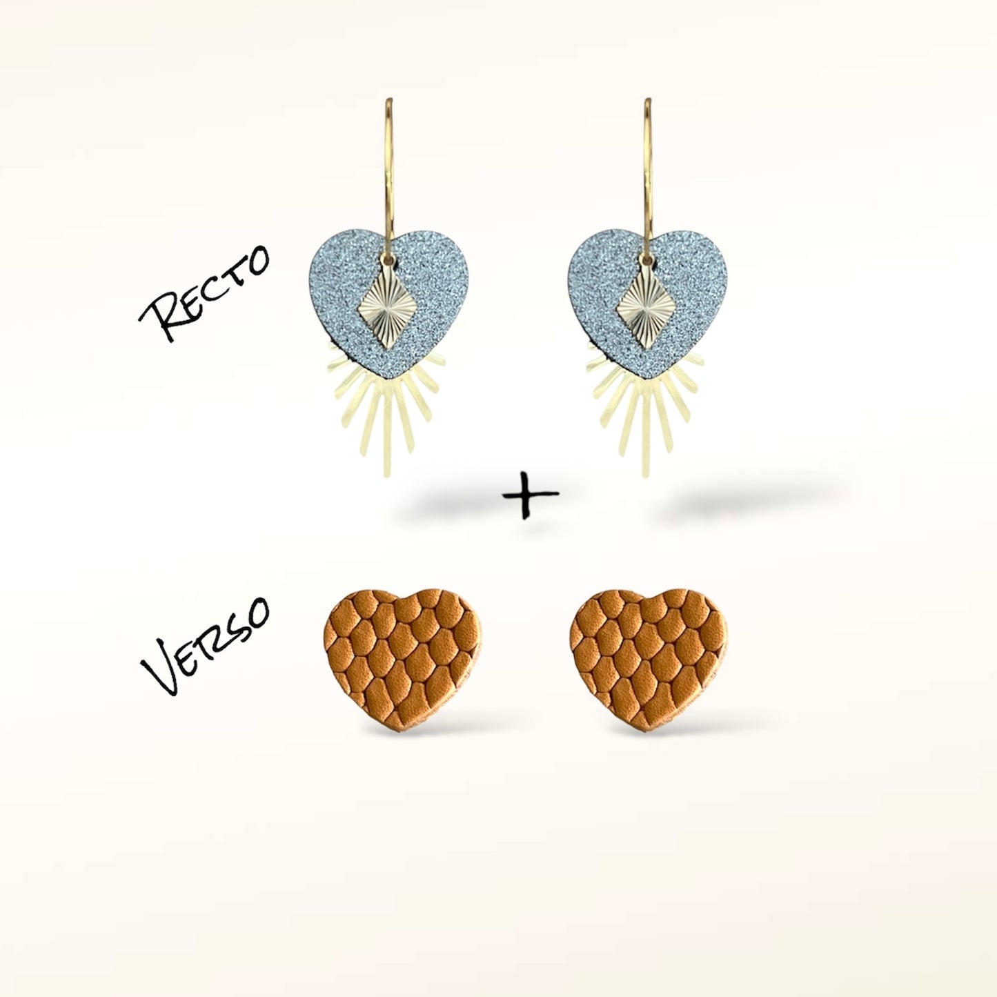 Boucles d'oreilles Valentine en cuir (Réversibles 2 en 1)