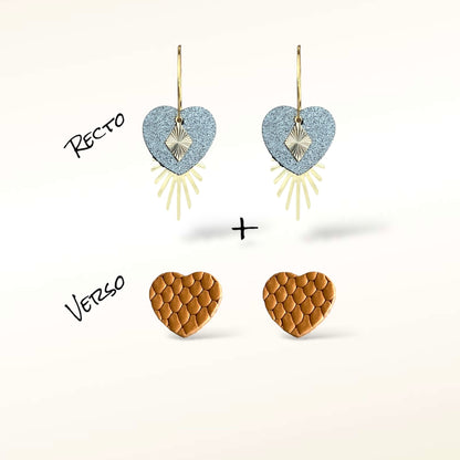 Boucles d'oreilles Valentine en cuir (Réversibles 2 en 1)
