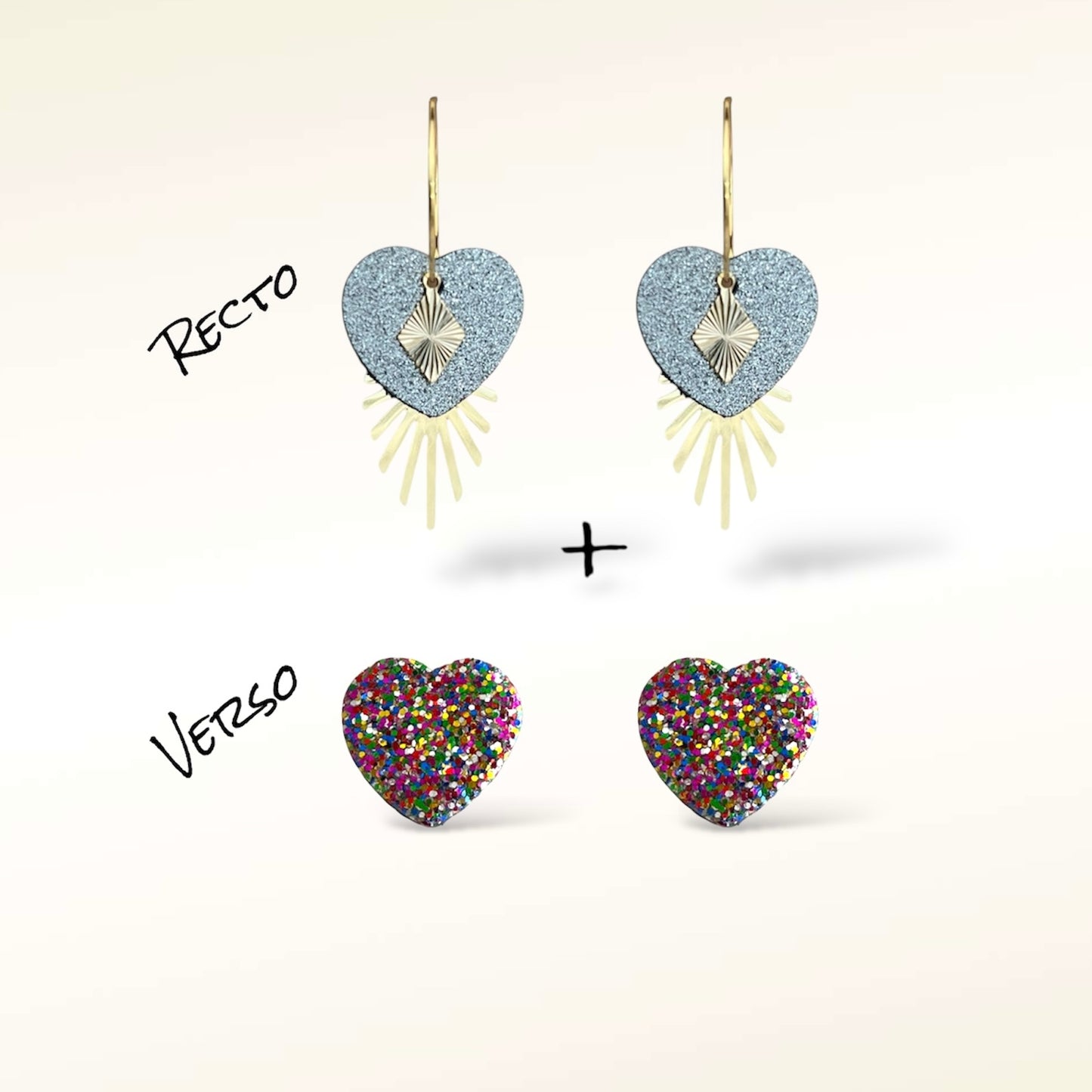 Boucles d'oreilles Valentine en cuir (Réversibles 2 en 1)