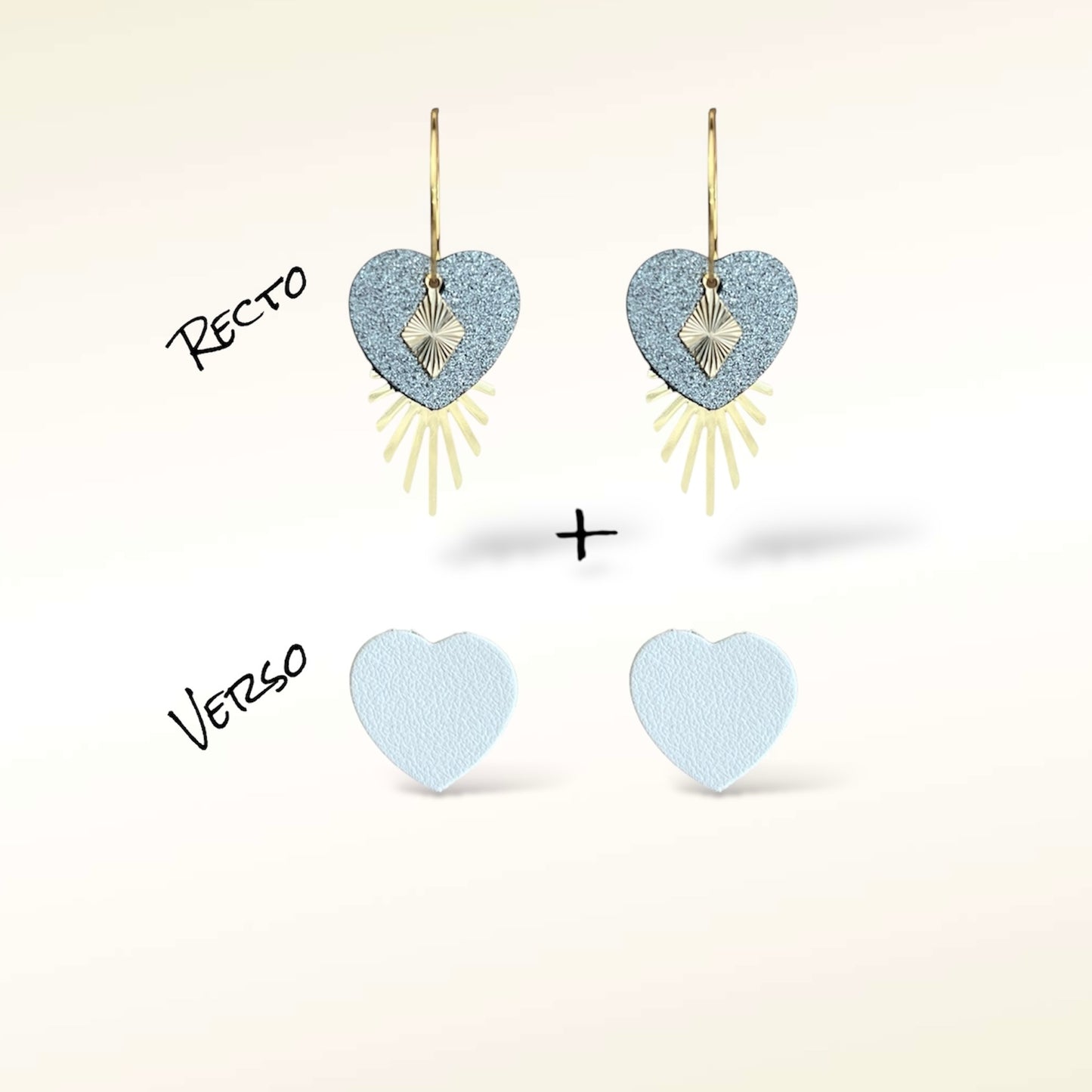 Boucles d'oreilles Valentine en cuir (Réversibles 2 en 1)