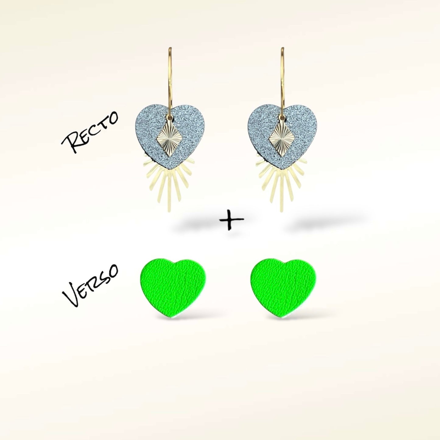 Boucles d'oreilles Valentine en cuir (Réversibles 2 en 1)