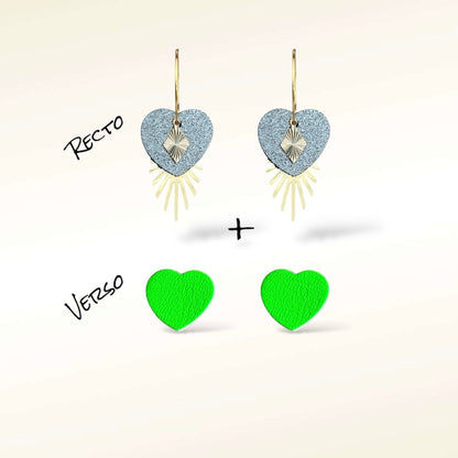 Boucles d'oreilles Valentine en cuir (Réversibles 2 en 1)