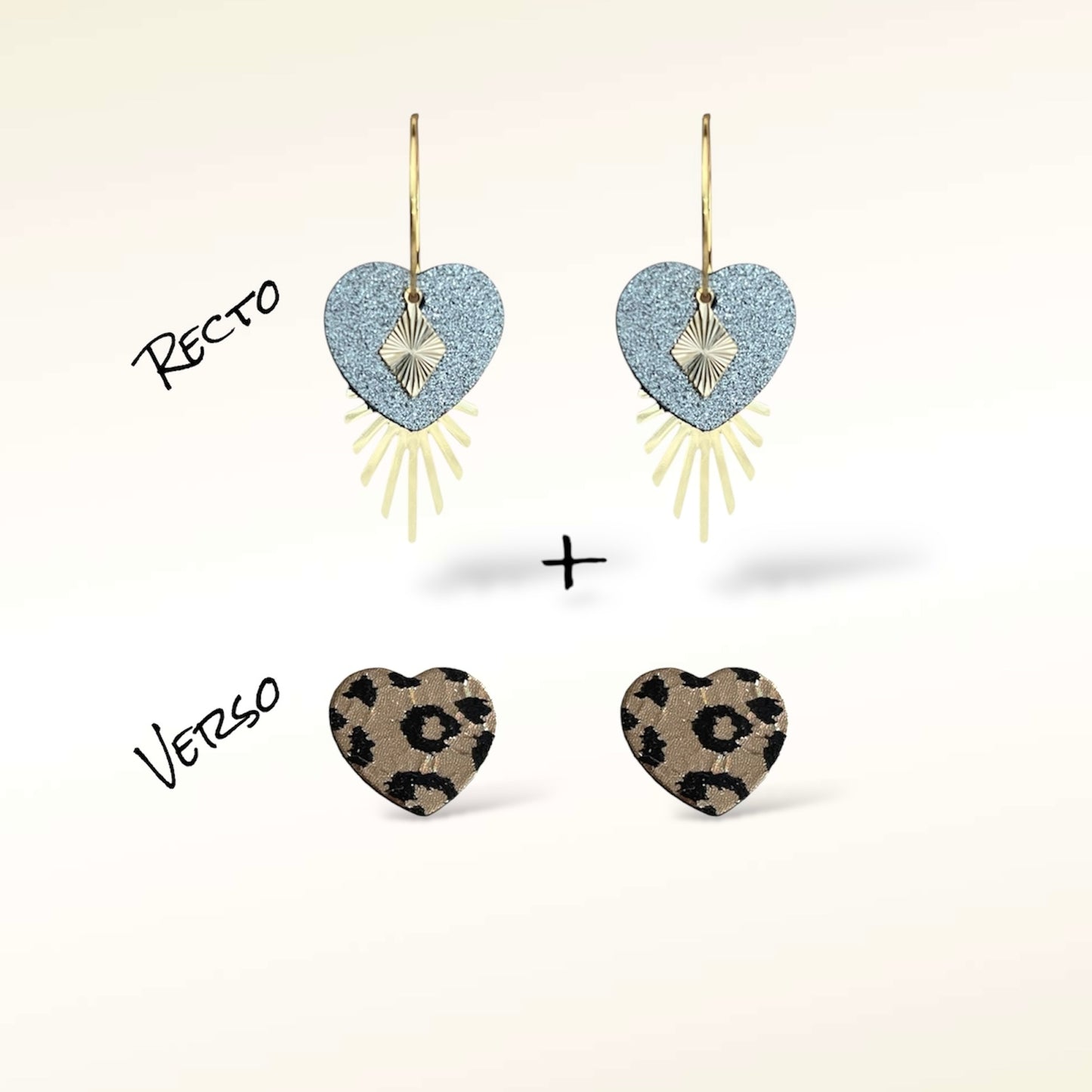 Boucles d'oreilles Valentine en cuir (Réversibles 2 en 1)