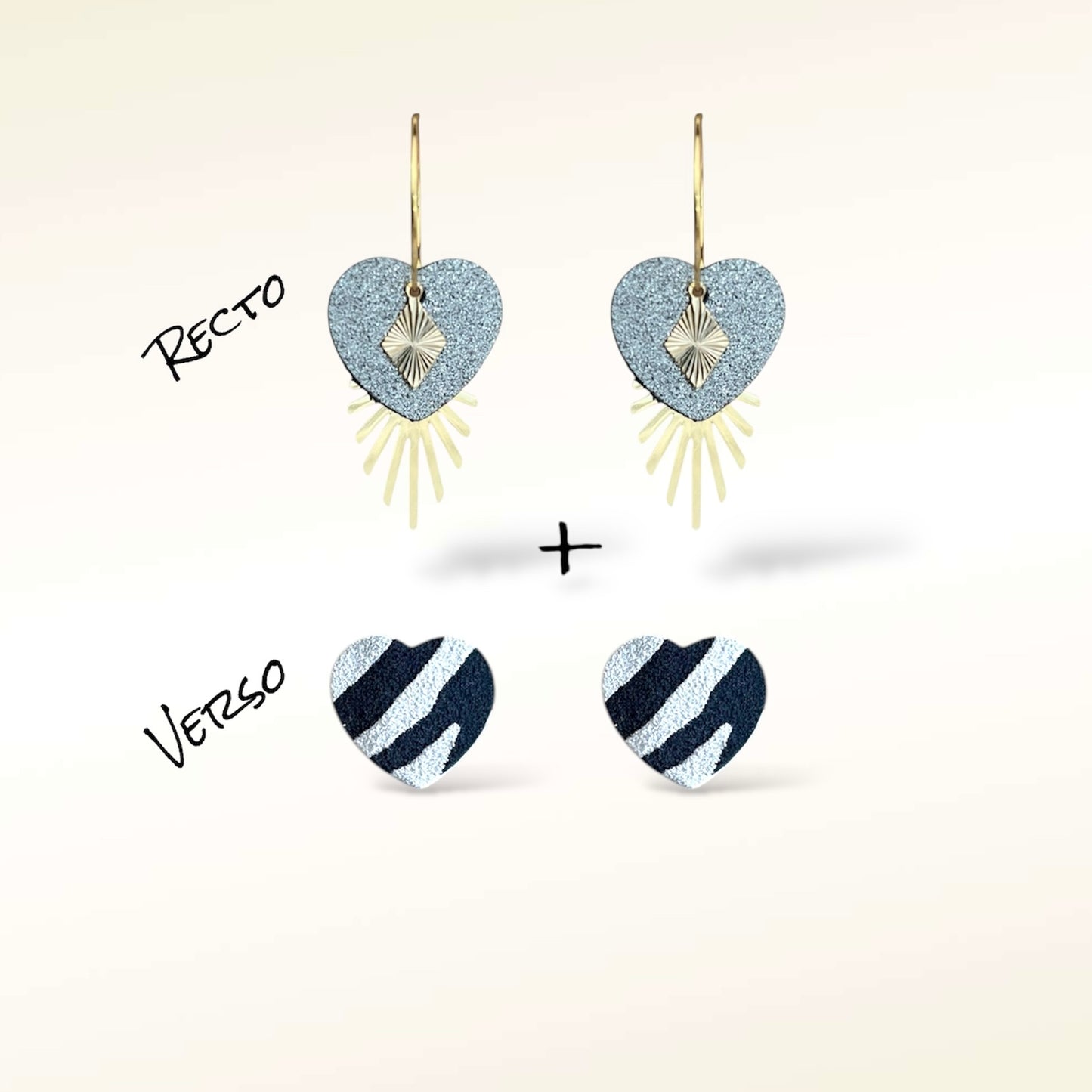 Boucles d'oreilles Valentine en cuir (Réversibles 2 en 1)