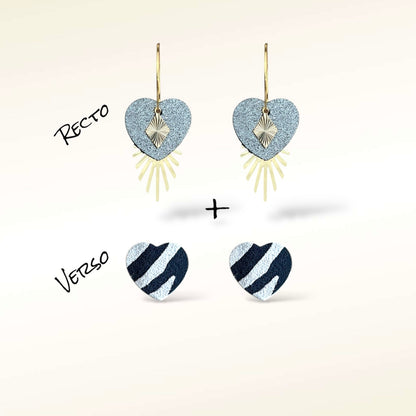 Boucles d'oreilles Valentine en cuir (Réversibles 2 en 1)