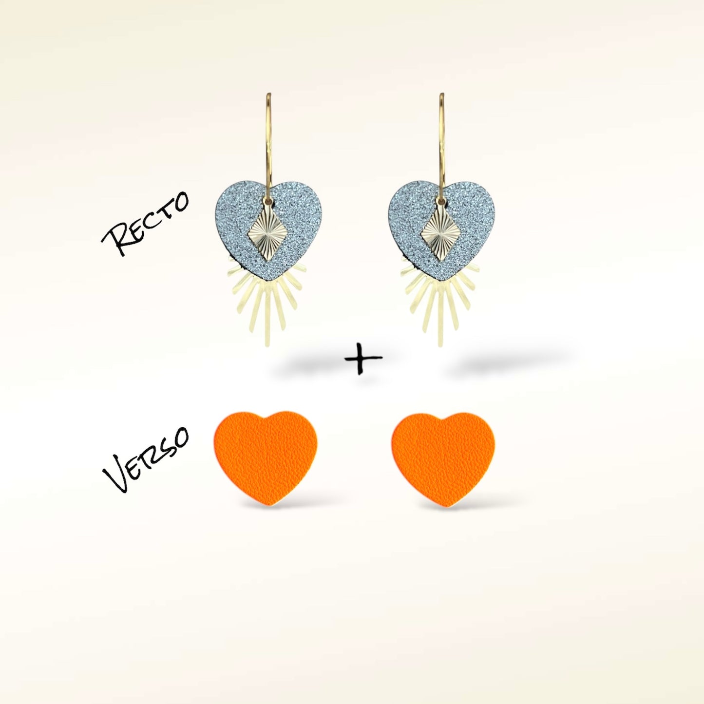 Boucles d'oreilles Valentine en cuir (Réversibles 2 en 1)