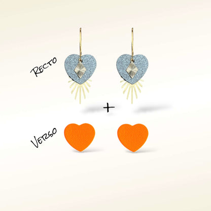 Boucles d'oreilles Valentine en cuir (Réversibles 2 en 1)