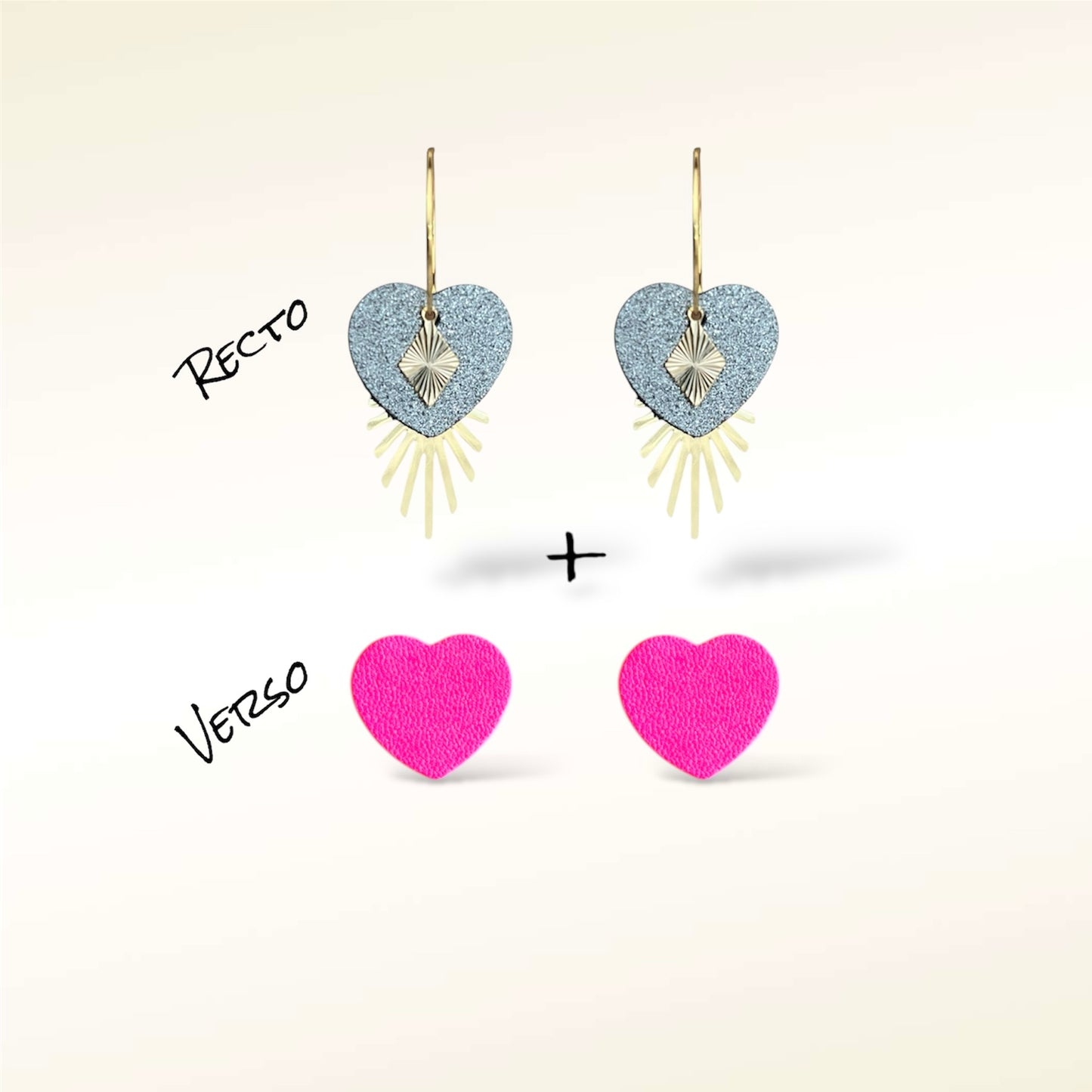 Boucles d'oreilles Valentine en cuir (Réversibles 2 en 1)