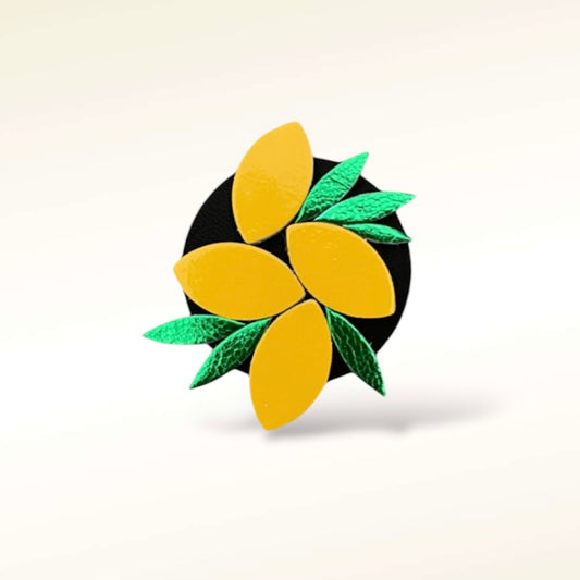 Broche Oasis en cuir (Citron)