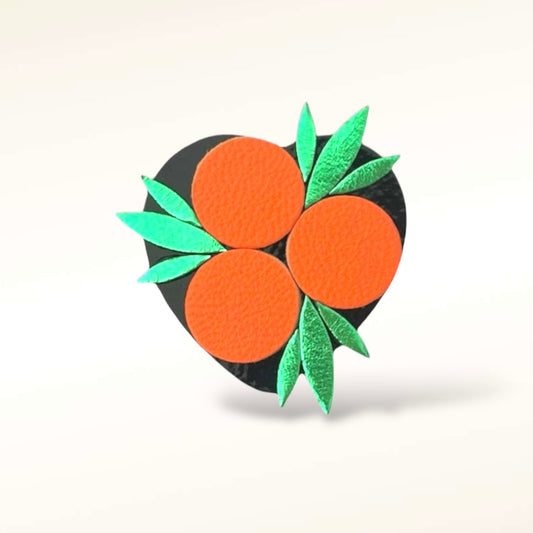 Broche Oasis en cuir (Orange)