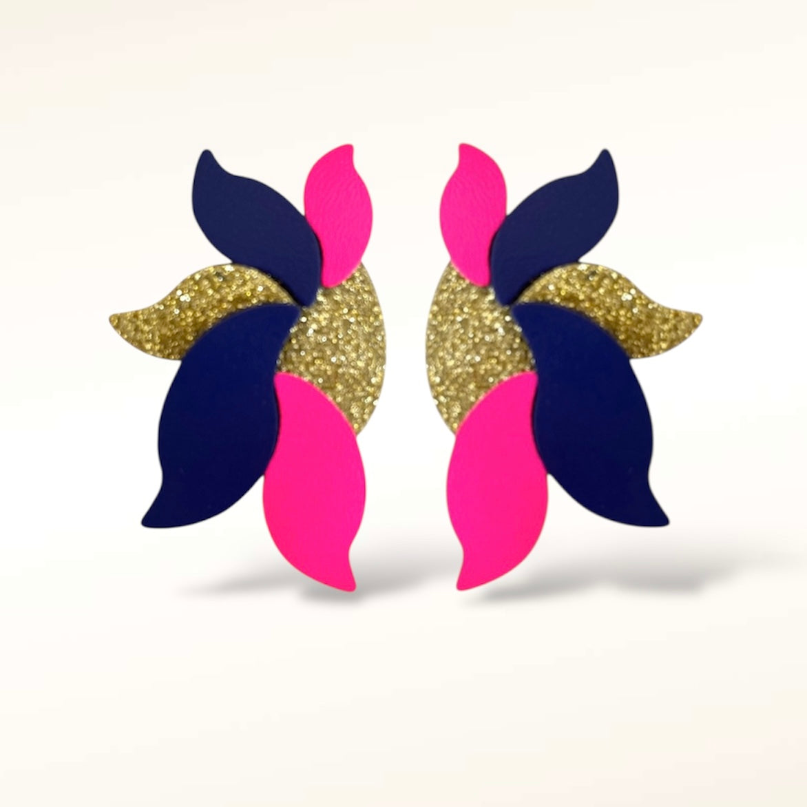 Boucles d'oreilles en cuir Flora Bicolore Glitter
