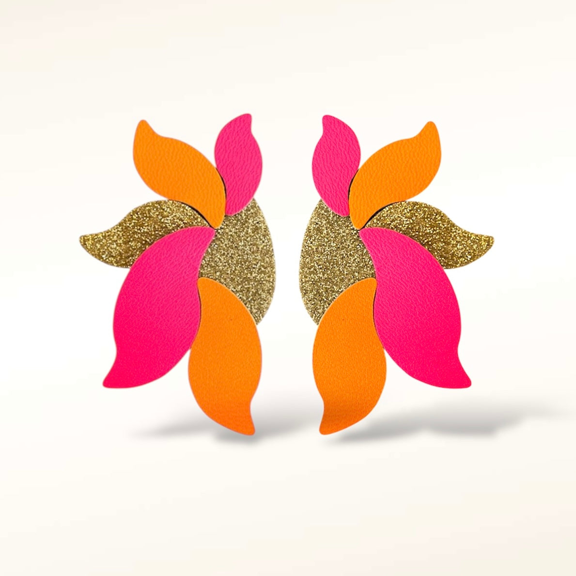 Boucles d'oreilles en cuir Flora Bicolore Glitter
