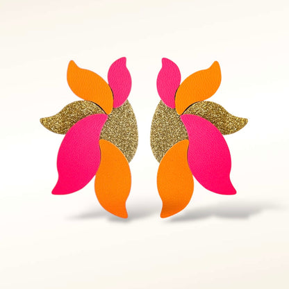 Boucles d'oreilles en cuir Flora Bicolore Glitter