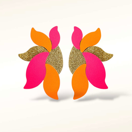 Boucles d'oreilles en cuir Flora Bicolore Glitter